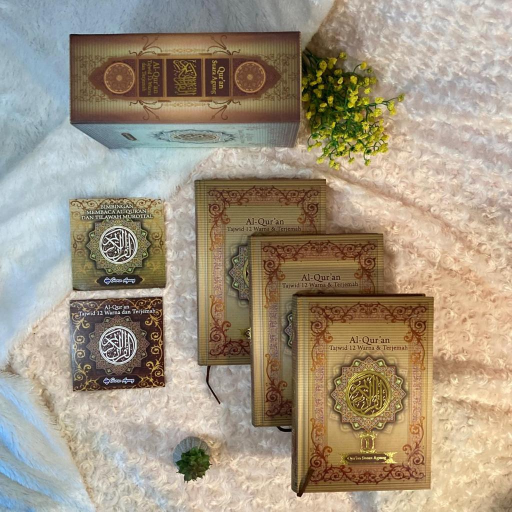 SUARA AGUNG Al Quran Tajwid 12 Warna 3 Jilid Box CD Terjemah Besar Indeks Juz