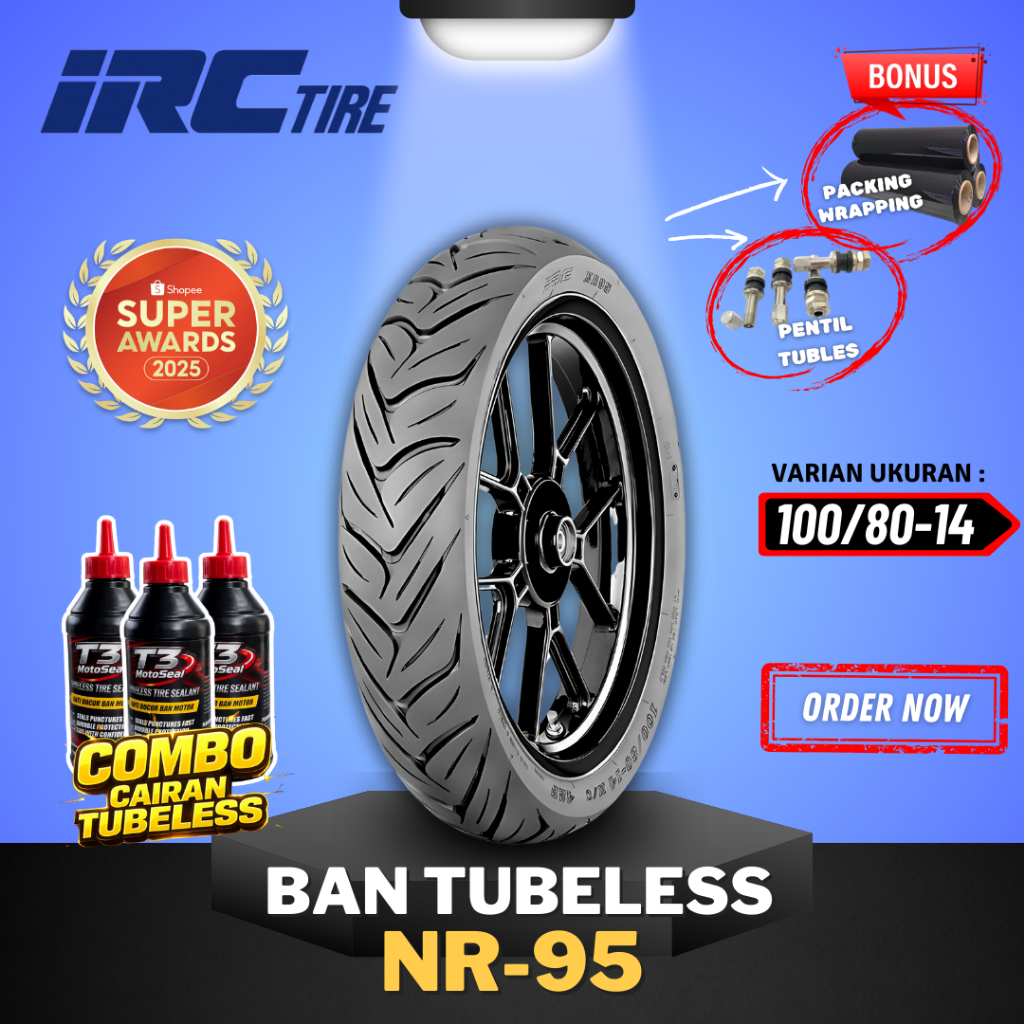 [READY COD] BAN IRC NR95 TUBELESS RING 14 100/80-14  / BAN IRC TUBELESS RING 14 / BAN IRC NR95 TL / 