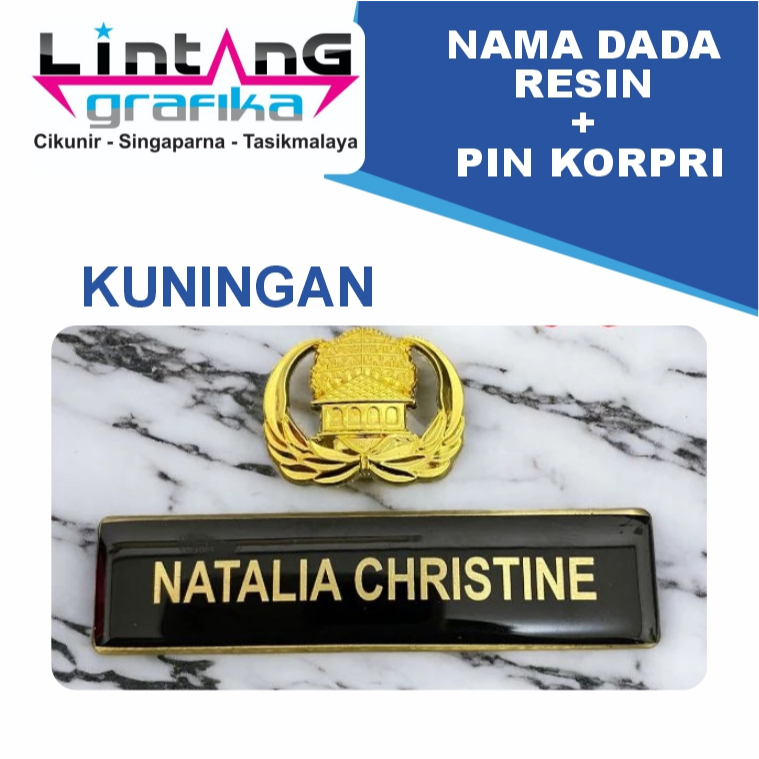 Nama Dada Plus Pin Korpri Nama Dada Kuningan Pin Korpri