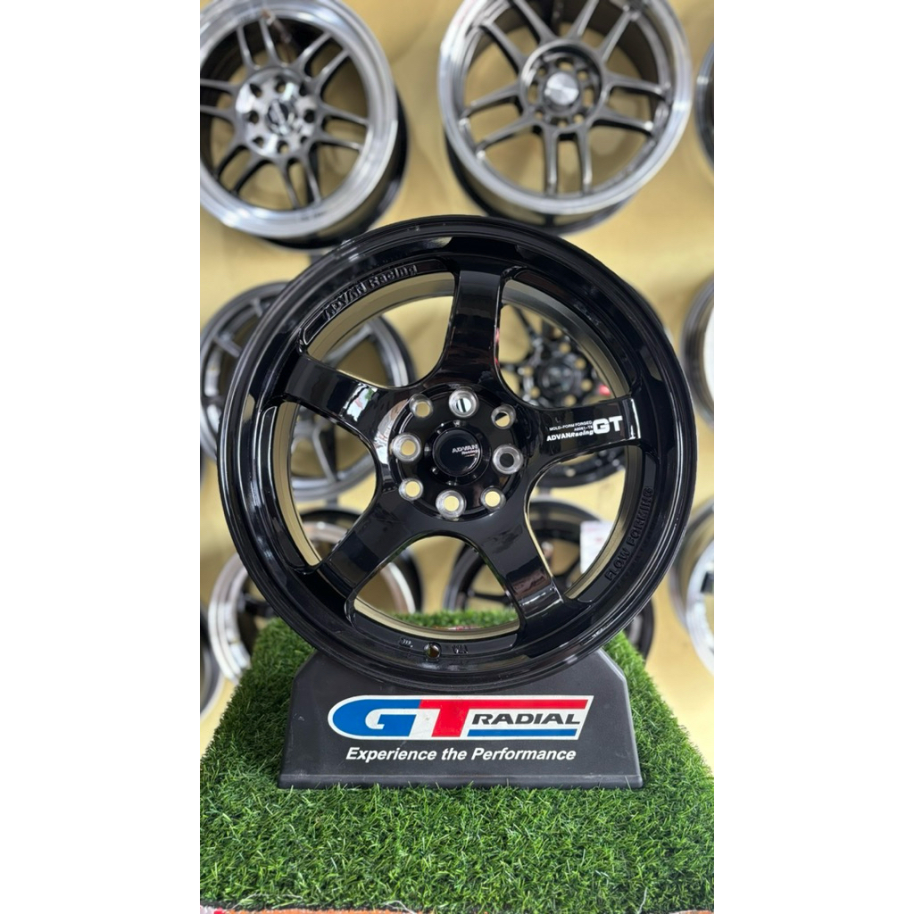 velg advan gt r16 4x100/114pcd lebar7 et40 gloss black new