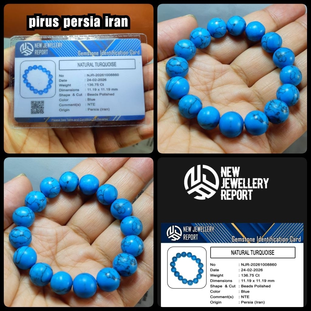 gelang batu pirus blue persian jumbo ceplok kuro
