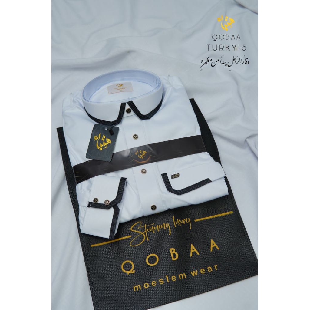 [Jubah Temboro] Jubah Qobaa Putih Poliester Premium Lengan Manset