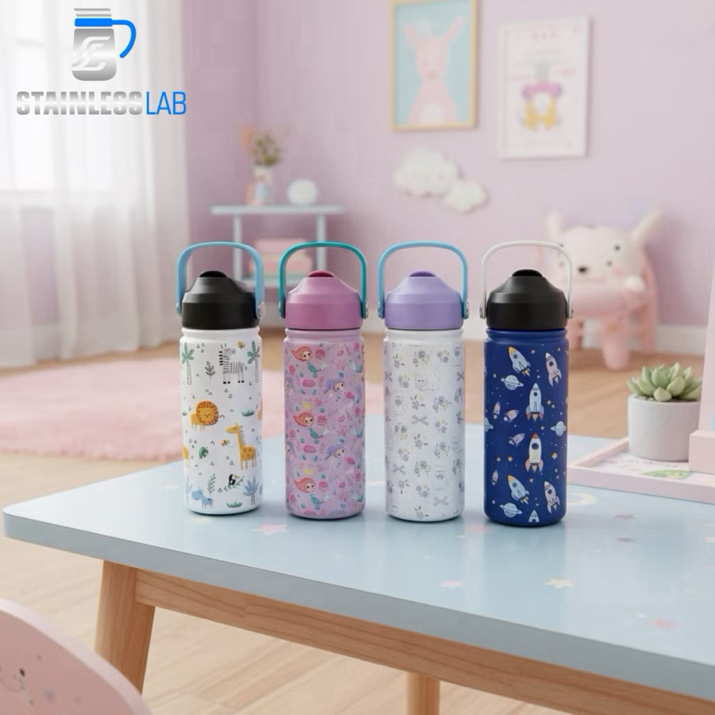 Tumbler Stainless Tahan Panas Dingin 24 Jam 480ml Botol Minum Anak Perempuan Laki Laki Tumblr Aesthe