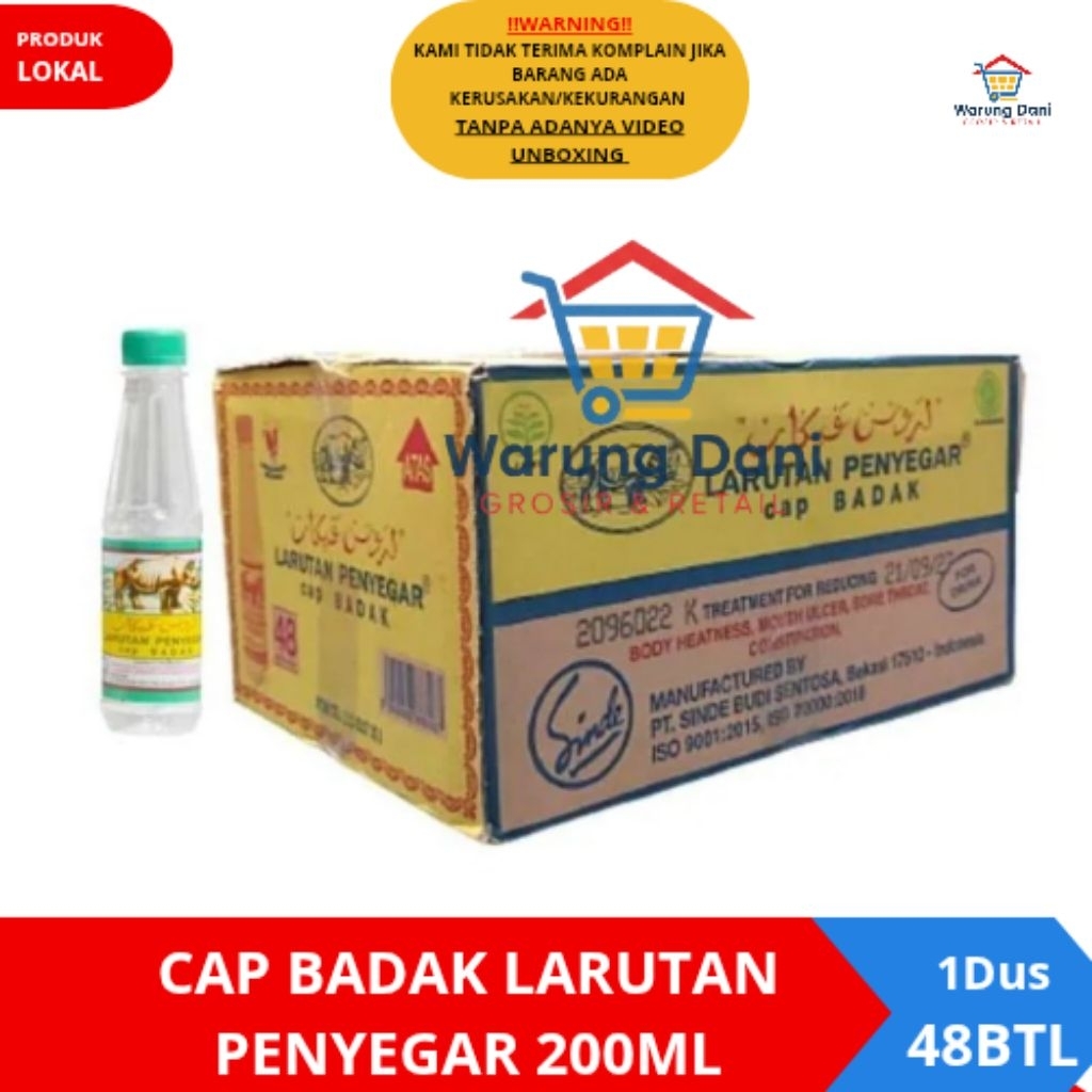 Larutan Penyegar Botol 200ML Cap Badak Sinde - 1Dus 48 Botol