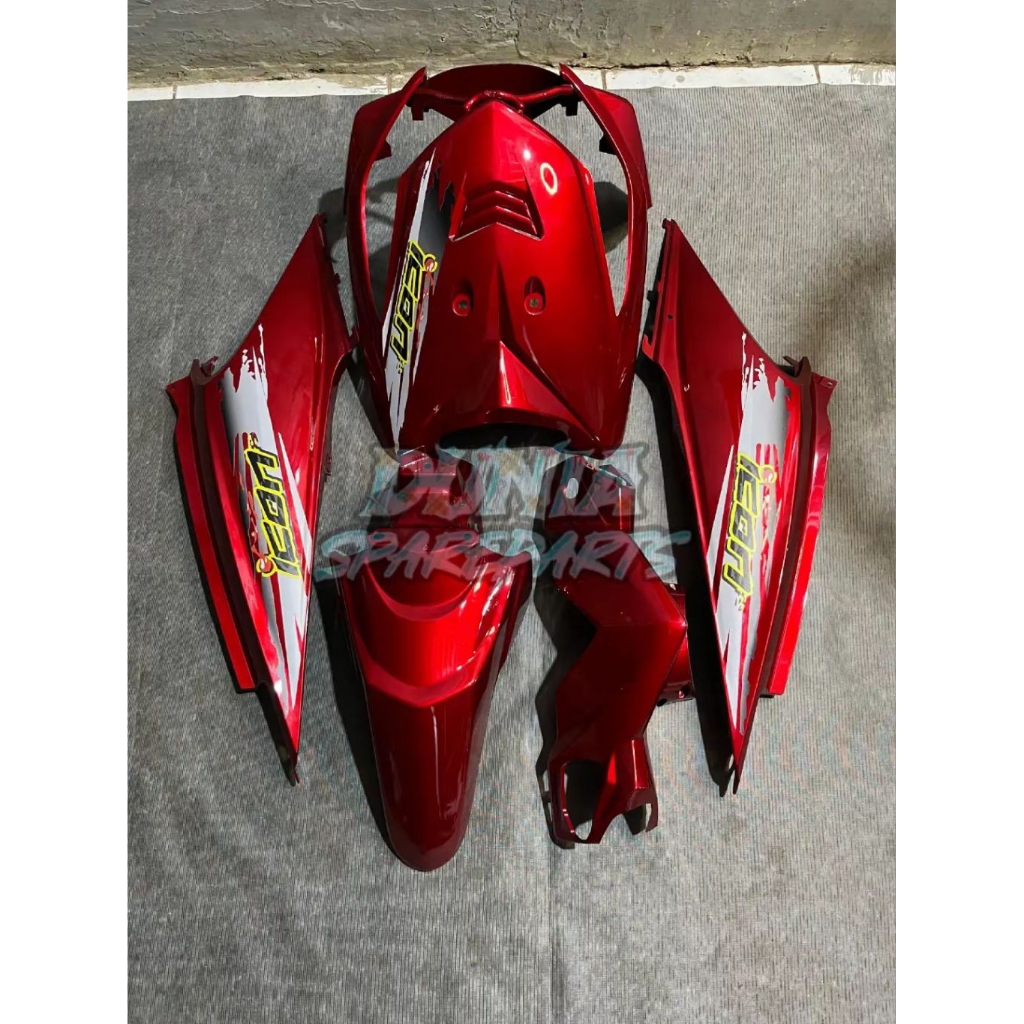 BODY HALUS FULL SET HONDA BEAT KARBU TAHUN 2008-2012 WARNA MERAH MARUN STRIPTING ICON TRANSPARAN