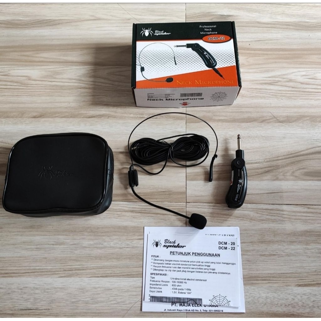 Mic Condenser Kabel BLACKSPIDER DCM 22 Mikrofon Headset Mik Imam Bando Bagus