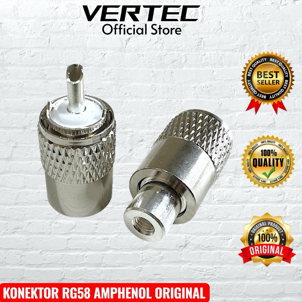 Konektor RG58 AMPHENOL ORIGINAL Asli PL259 untuk Kabel Antena RG-58 Ori PL Male