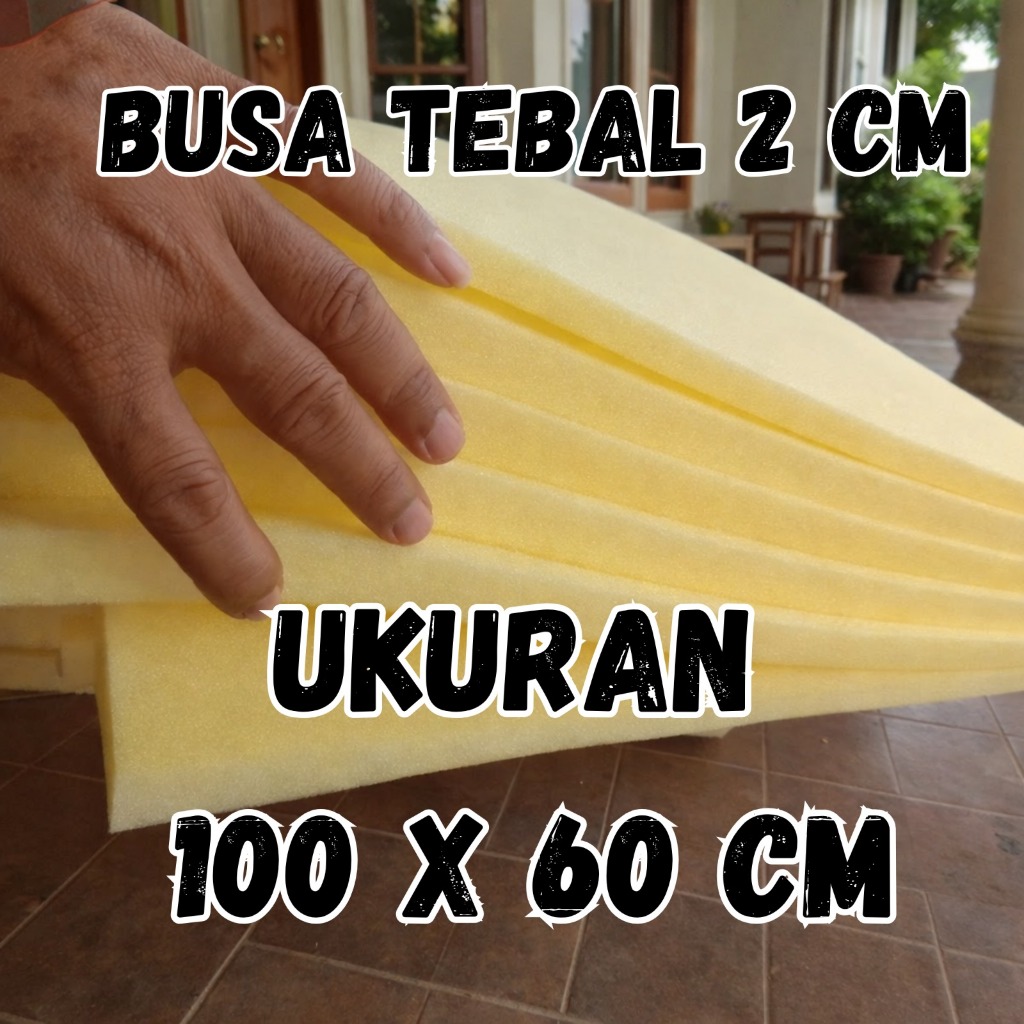 busa lembaran 2cm busa kuning ukuran 100x60x2cm