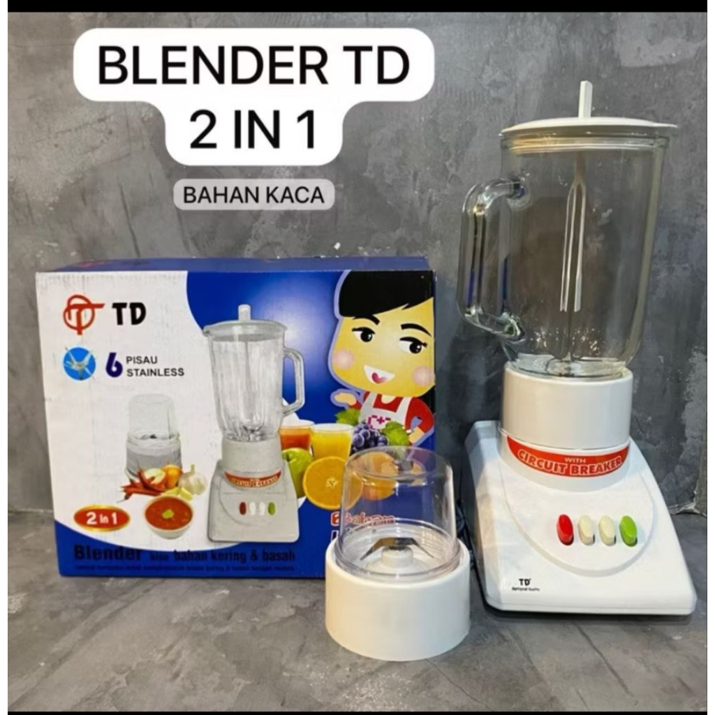 blender kaca National TD  dengan 6 mata pisau