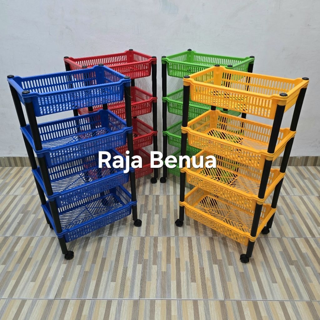 Rak Serbaguna 4 Tingkat Rak Salon Roda Keranjang Susun GM Praktis