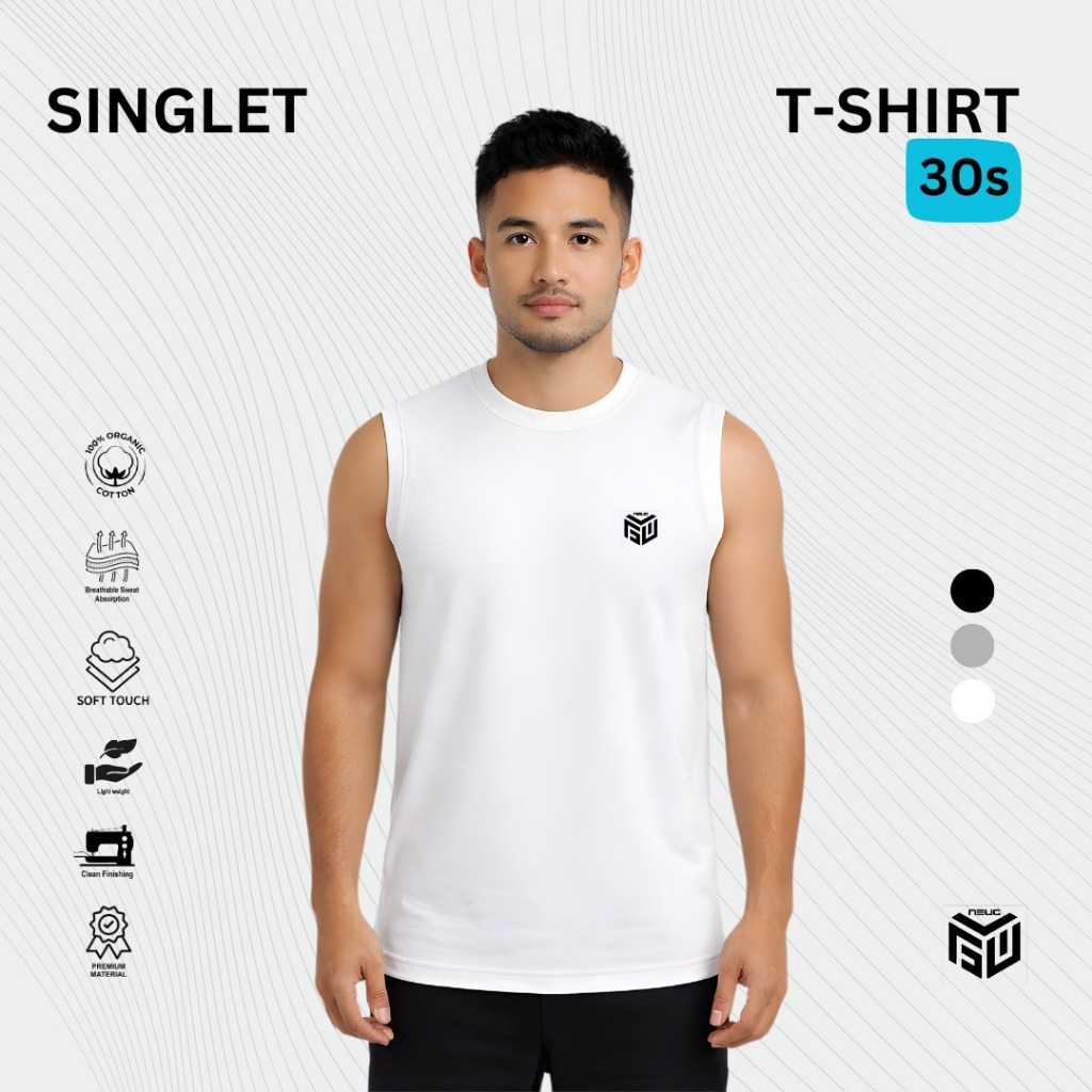 KAOS SINGLET PRIA DEWASA LEKBONG PUTIH