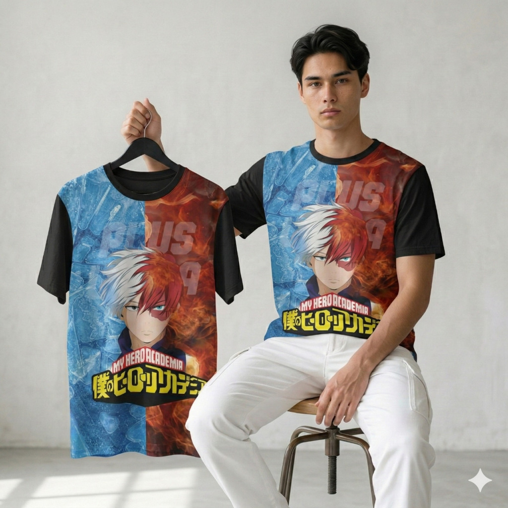 KAOS FULL PRINT TODOROKI SHOTO DISTRO MOTIF TODOROKI SHOTO FULLPRINTING PRIA WANITA