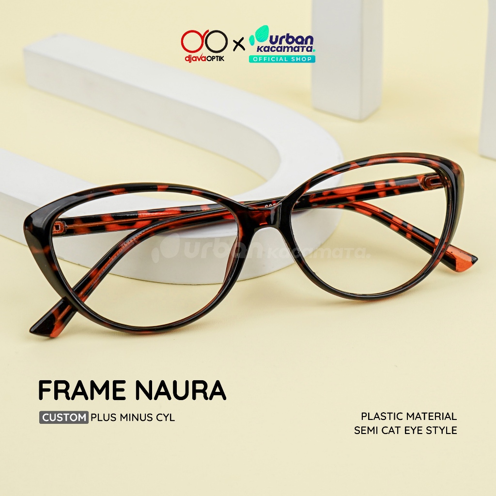 URBAN KACAMATA - Frame Naura - Kacamata Cat Eye Wanita Khusus Minus -4,25 s/d -6,00