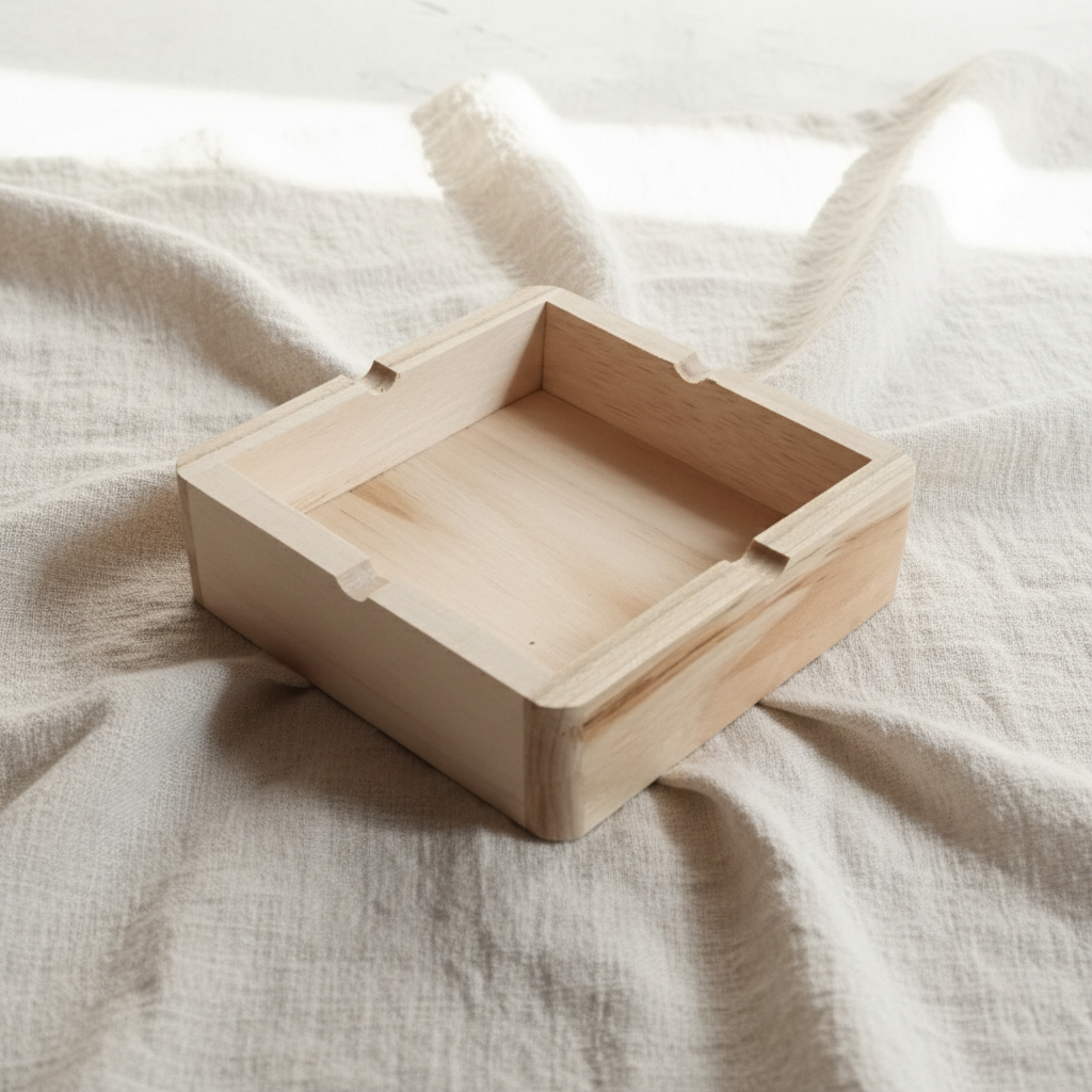 Asbak Kayu Minimalis Estetik - Wadah Abu Rokok Kotak Kayu Solid Aesthetic
