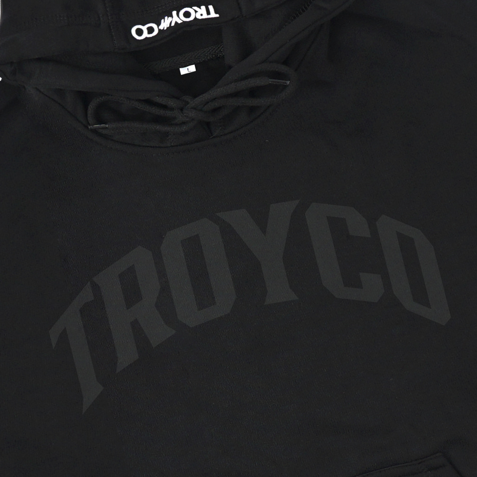 Troy Company Hoodie Black Curve College - Hoodie Pria Hitam KHD 2455
