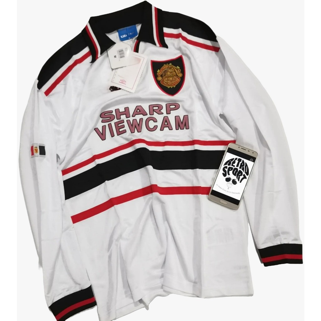 Jersey/Baju Bola Vintage — MU Retro Away 1997-99 PUTIH SS/LS | WeKa A3/GO Import | Retro Sport