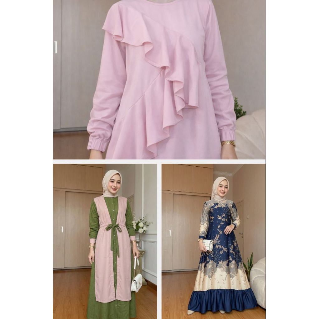[RAMADHAN SALE] Gamis Wanita Murah 2pcs 100Ribu + FREE 1 Atasan | Paket Hemat 3pcs | Paket 100ribu d
