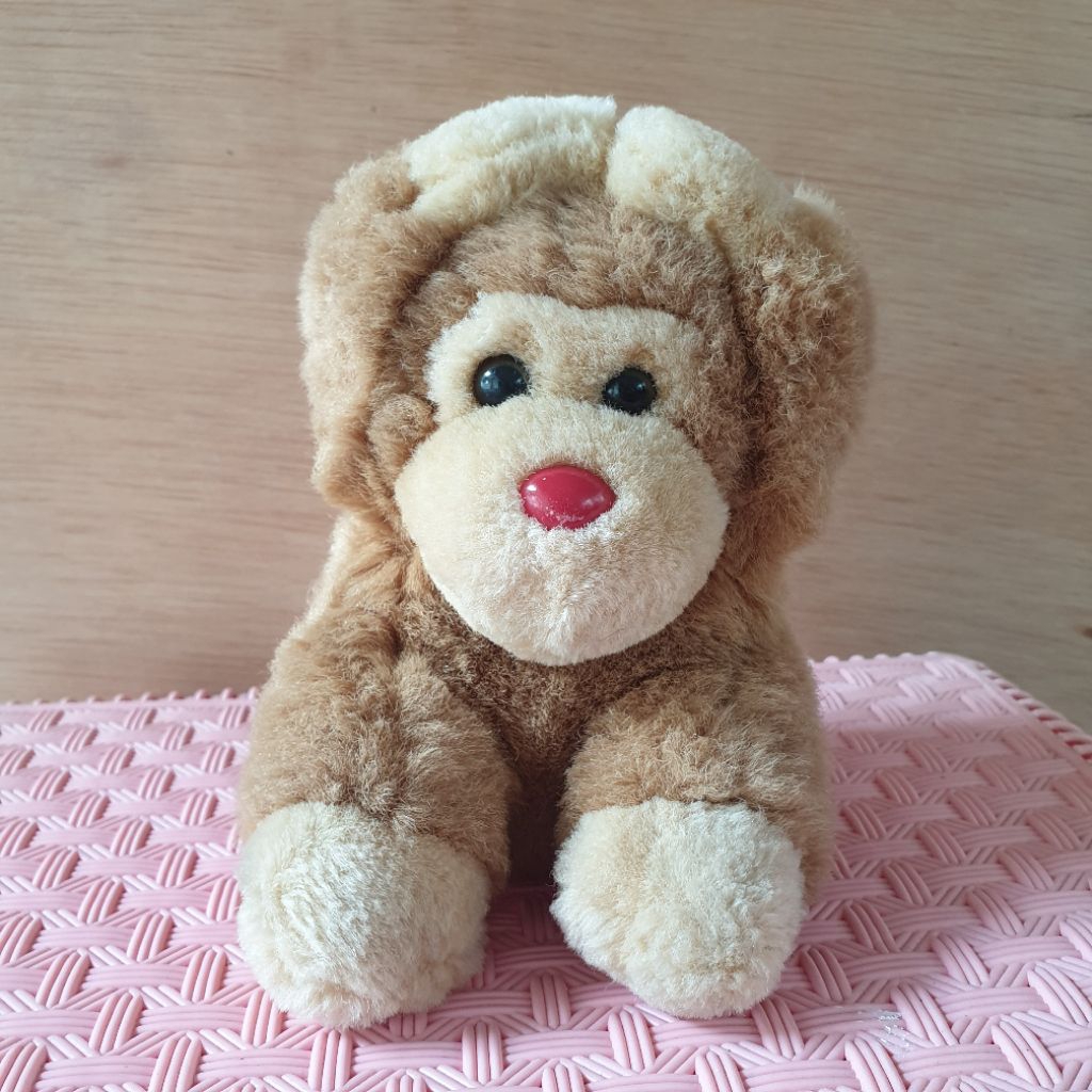 Boneka Boneka Monyet Coklat Kecil Lucu Hidung Merah Mainan Anak