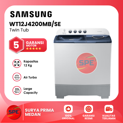 MESIN CUCI 2 TABUNG SAMSUNG KAPASITAS 12 KG WT12J4200MB/SE / WT12J4200MBSE GARANSI RESMI (MEDAN)