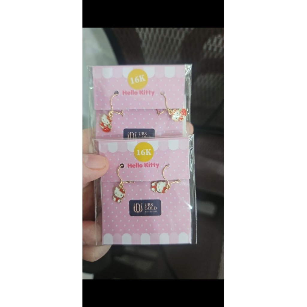 anting desi hello kitty 700 70% emas asli anak 16k merah sanrio