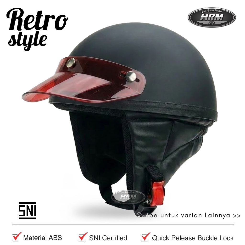Helm Chip Hitam Polos - Helm Chip Vintage - Helm Custom
