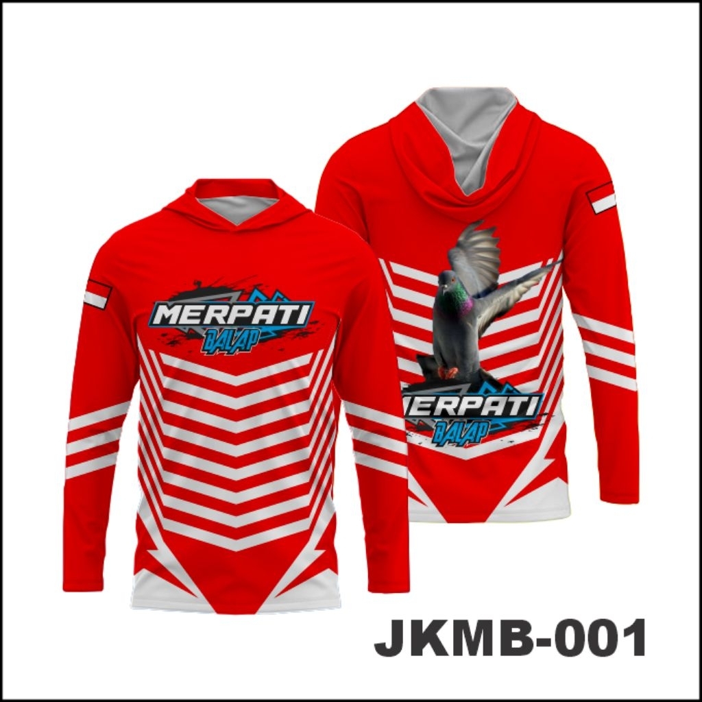 Kaos jersey kupluk motif merpati balap racing lengan panjang digital printing bahan dry-fit (menyera