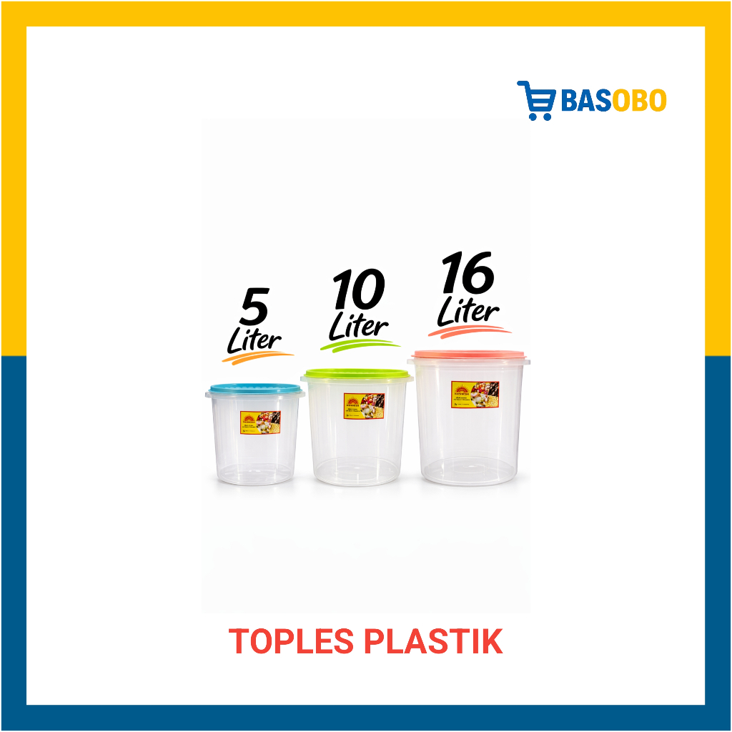 Toples Sealware Plastik Besar 5L 10L 16L Wadah Kerupuk & Es Buah Tebal