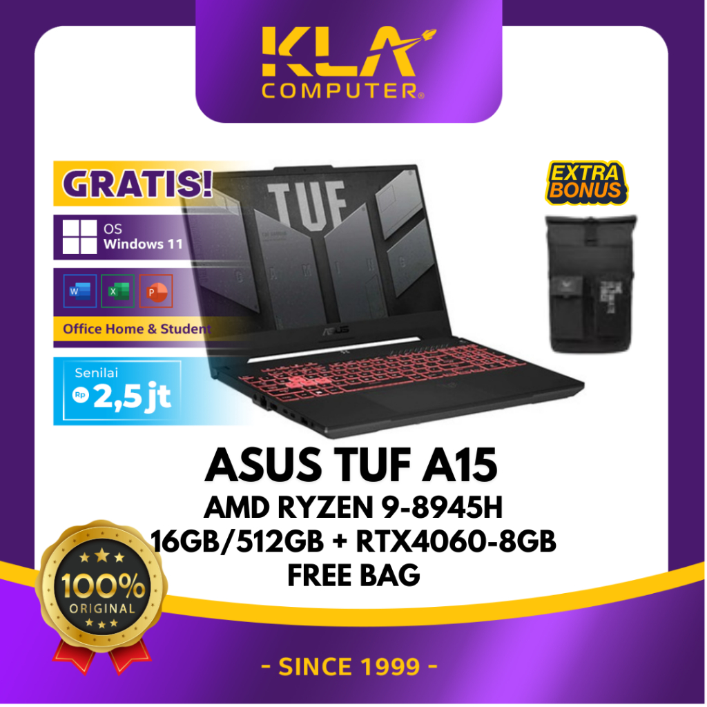 Asus TUF Gaming A15 FA507UV-R946K9M-OM  AMD Ryzen 9-8945H | 16GB DDR5 | SSD 1TB NVMe | NVIDIA GeForc