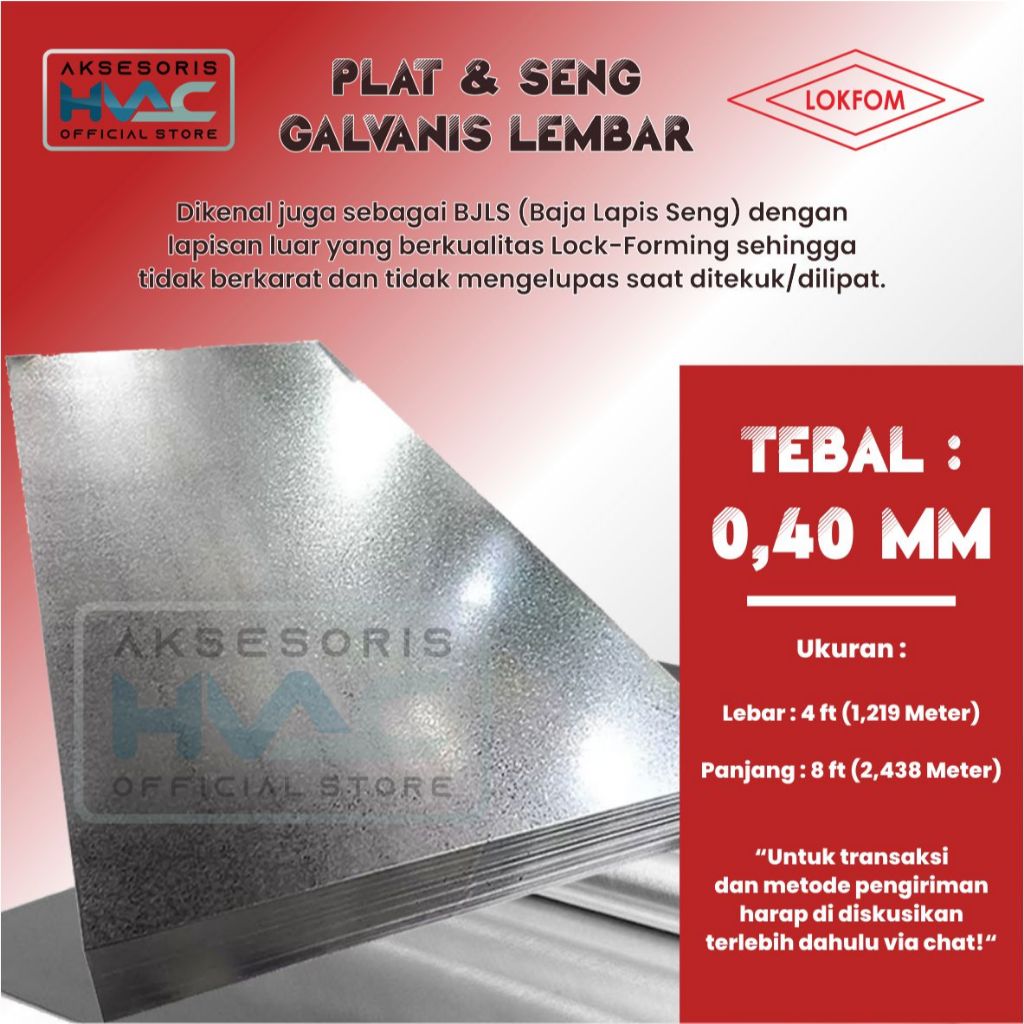 Plat Seng Galvanis BJLS Lembar 1,219 M x 2,438 M Lokfom
