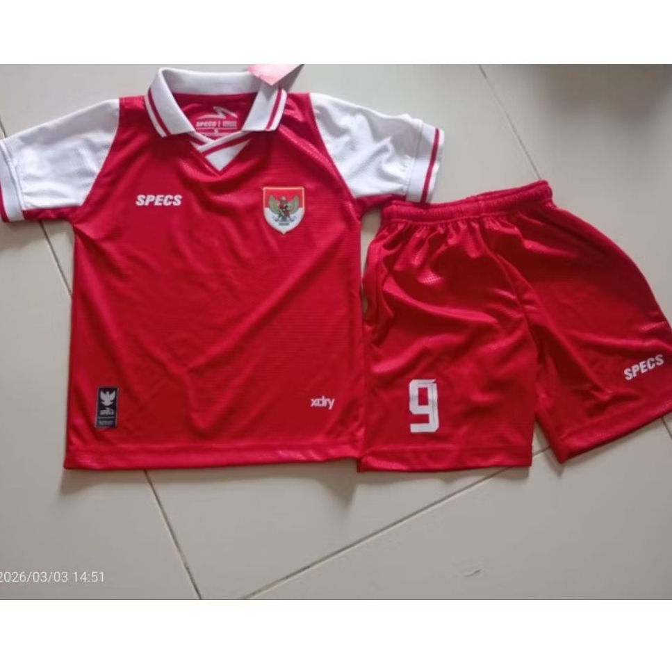 Jersey timnas futsal Indonesia anak / Setelan Jersey anak futsal