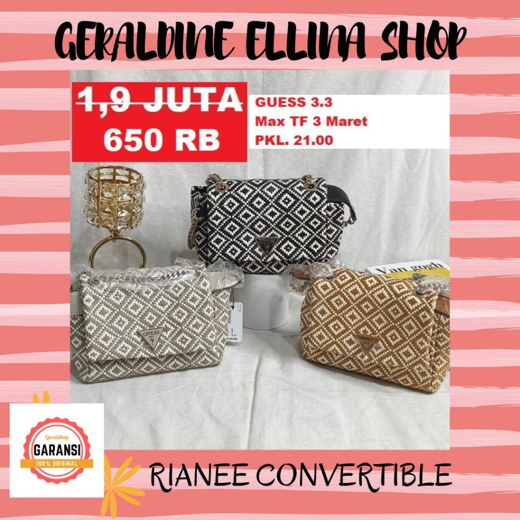 Tas selempang wanita Guess original sale seri RIANEE CONVERTIBLE