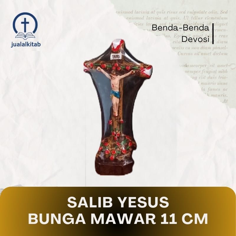 Salib Yesus 11 cm Bunga Mawar Benda Devosi Rohani Salib Tuhan Yesus