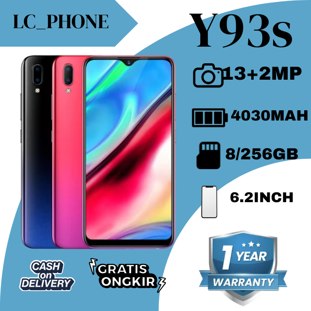 PROMO Smartphone VIVO Y93s ANDROID Handphone Ram 8/256GB 6.22inch Baru Fullset