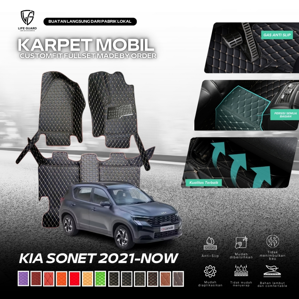 Lifeguard Kia Karpet Mobil Sonet 2021-Now Full set Bagasi Aksesoris Mobil