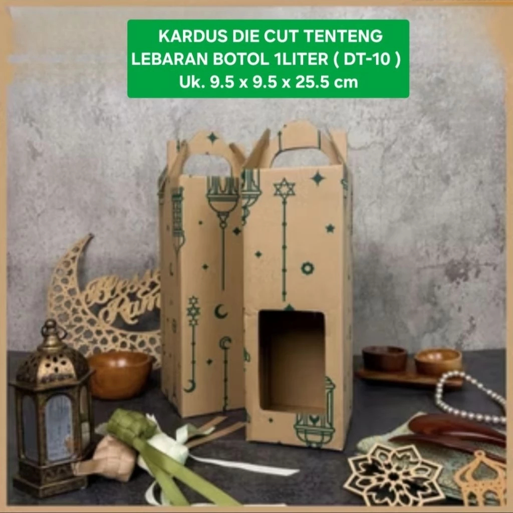5pcs KOTAK KARDUS DIE CUT BOTOL 1 LITER DUS HAMPERS BOX TENTENG DT-10 lebaran