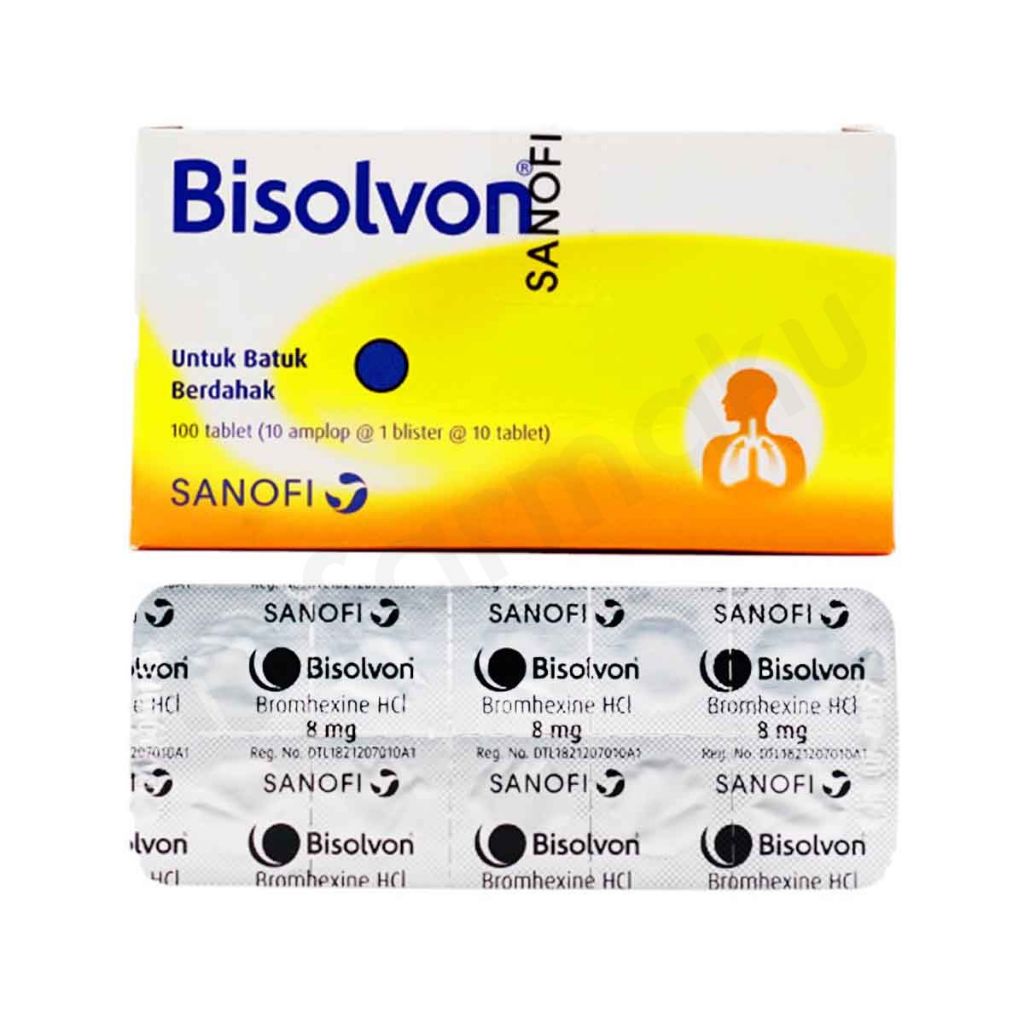 BISOLVON Tablet Obat Batuk Mengencerkan Dahak Bromhexine Dewasa Anak 10 Tablet