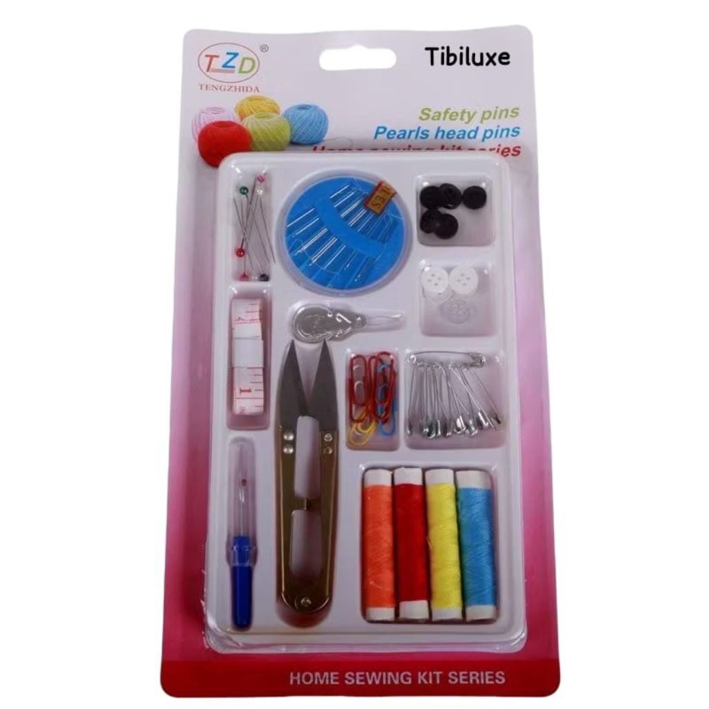 1 set alat jahit baju benang jarum pentul gunting kecil kancing / 1 set paket lengkap alat jahit