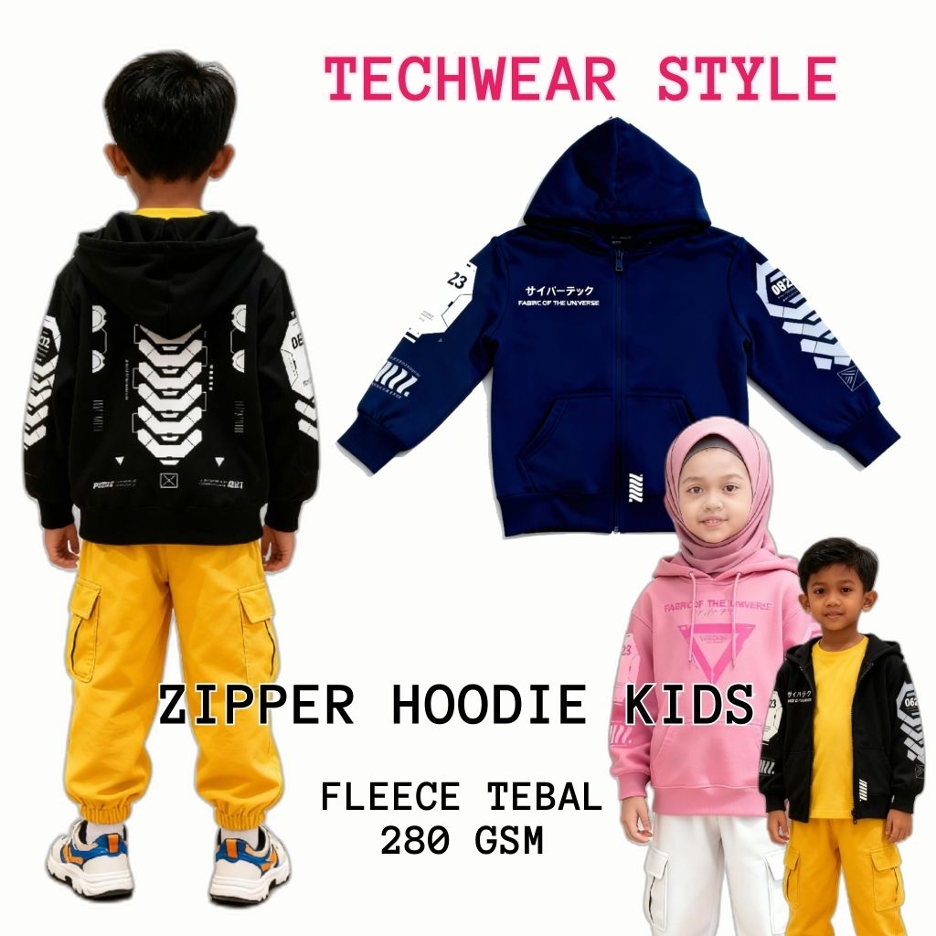 Hoodie Anak Techwear Style | Premium Fleece 280