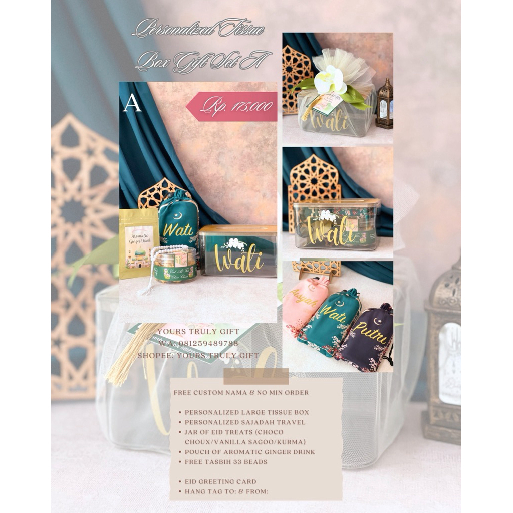 PERSONALIZED TISSUE BOX GIFT SET A • Idul Fitri Hampers 2026 • Lebaran Gift • Custom Hampers • Ramad
