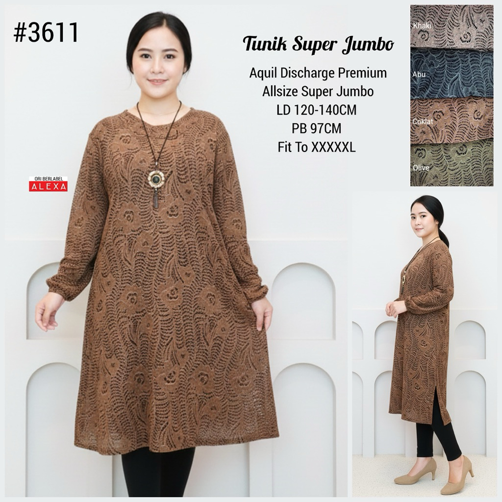 TUNIK SUPER JUMBO 5L LD 120-140 KAOS PREMIUM STRETCH ADEM NYAMAN 3611