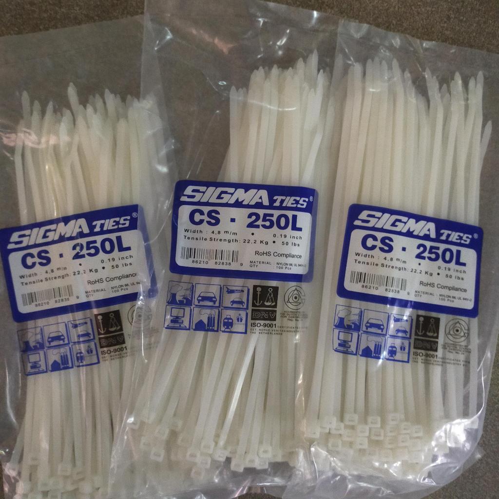 kabel ties sigma 4.8 x 250 putih / kabel ties sigma 4.8 x 250 mm CS250L