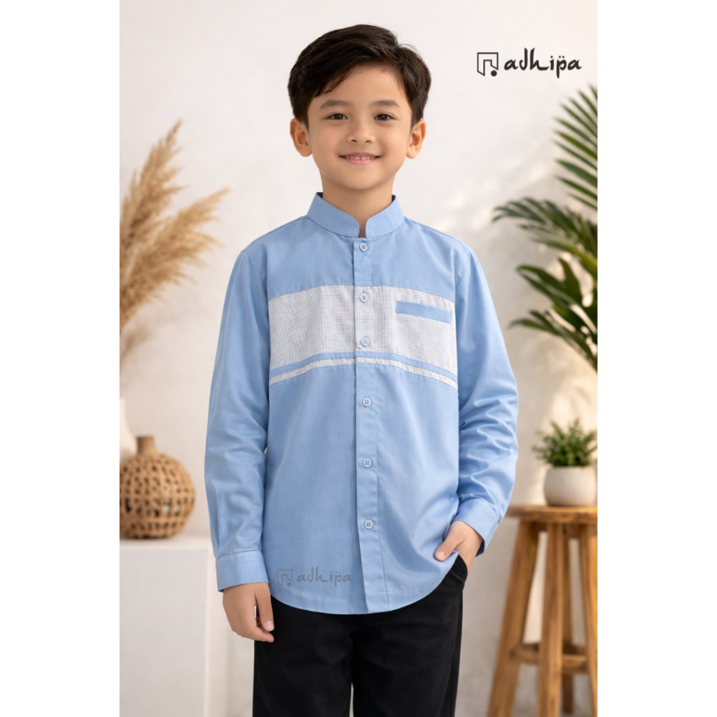 Koko Couple Sarimbit Ayah Anak warna Baby Blue / Biru Muda