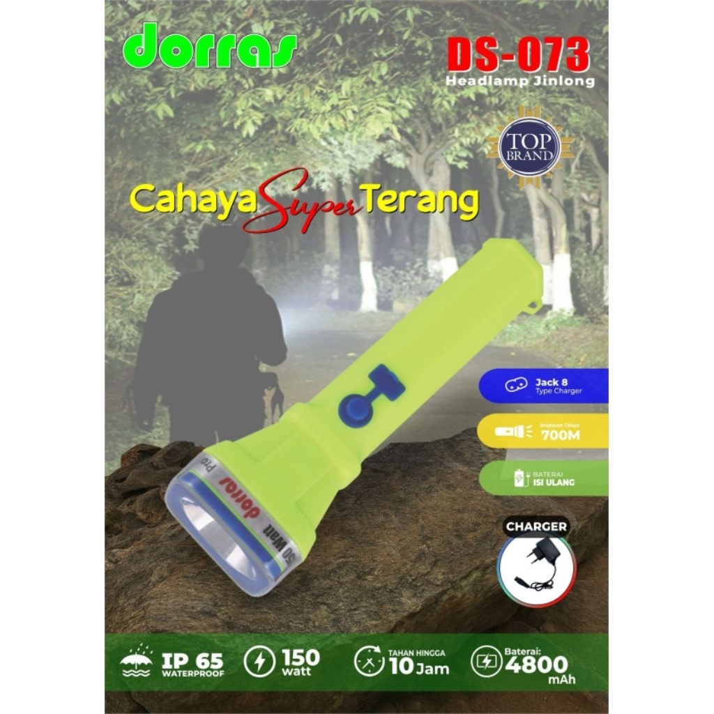 SENTER TANGAN DORRAS LED LASER DS-073 150WATT CAHAYA PUTIH