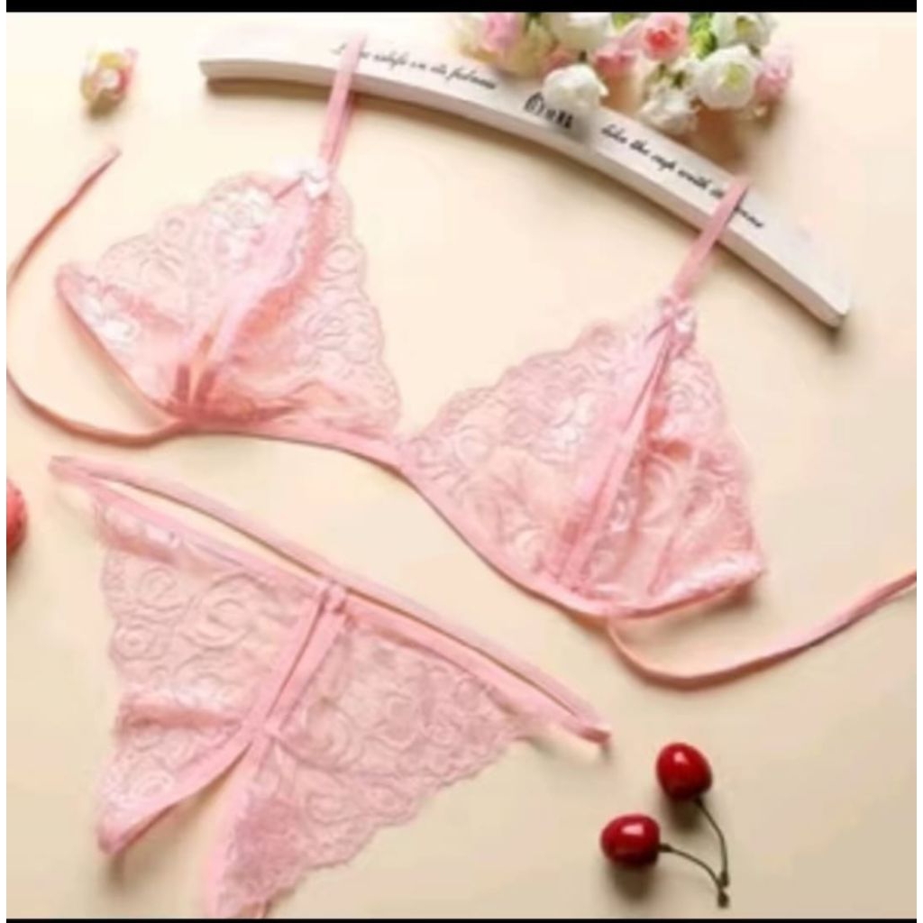 (JUMBO) Set bra + G string Korea Style Renda Pita