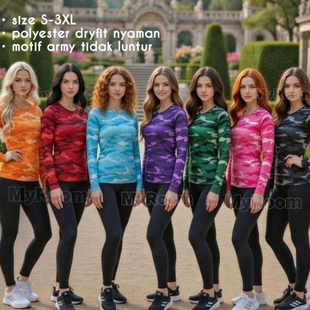 Kaos army JUMBO panjang MUSLIM wanita camo aerobik senam atasan cewek olahraga (bnbp-AR-04)