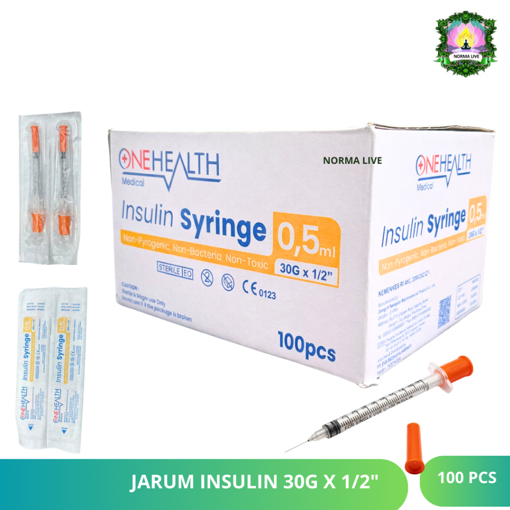 Spuit Syringe Insulin Onehealth 0,5ml 0,5cc 30G Disposable Jarum Insulin 100U Sterile Onehealth Spui