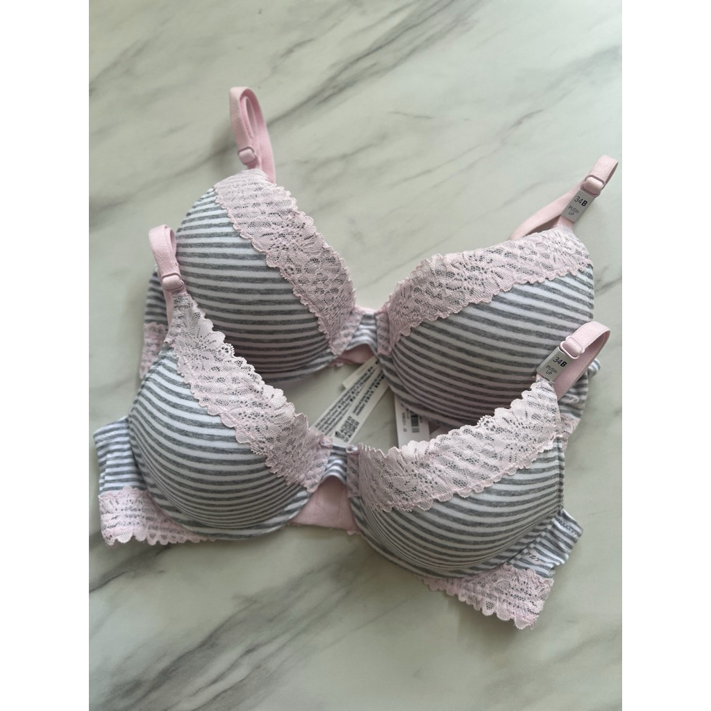 Pink Victoria’s Secret Tyuzu Bra Stripe Push Up
