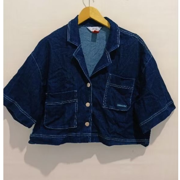 atasan crop denim BTV preloved