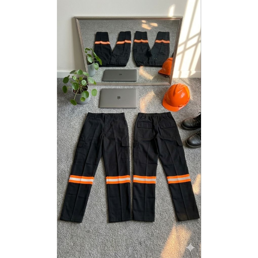 CELANA KERJA PROYEK LAPANGAN / WEARPACK PAKAIAN SAFETY PDL CARGO SCOTCHLITE ORANGE