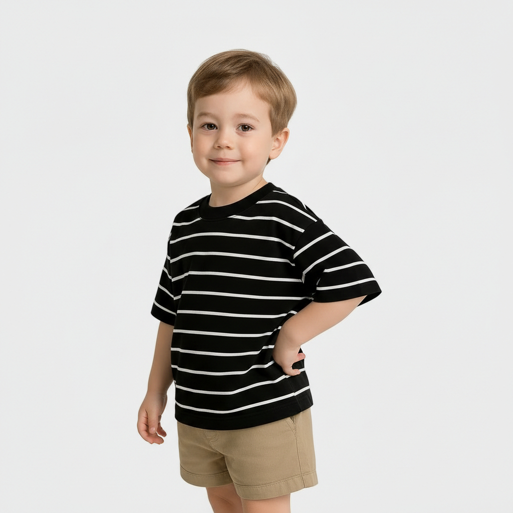 Kaos Salur Anak Oversize Premium Kaos Garis Anak Laki Laki dan Perempuan Usia 1-12 Tahun